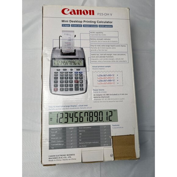Canon P23-Dh V Mini Desktop Printing Calculator With 2 Color Print & Ac/Dc Power - Picture 4 of 8